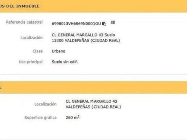 Terreno en venta en Valdepeñas, Ciudad Real