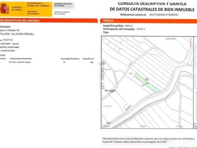 Terreno en venta en Villastar, Teruel
