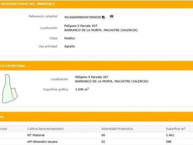 Terreno en venta en Yátova, València / Valencia