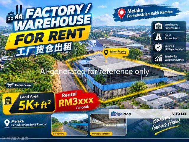 Warehouse for rent in Bukit Rambai, Bandaraya Melaka