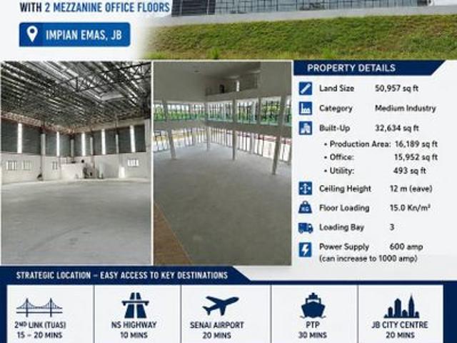 Warehouse for rent in Johore Bahru, Johor