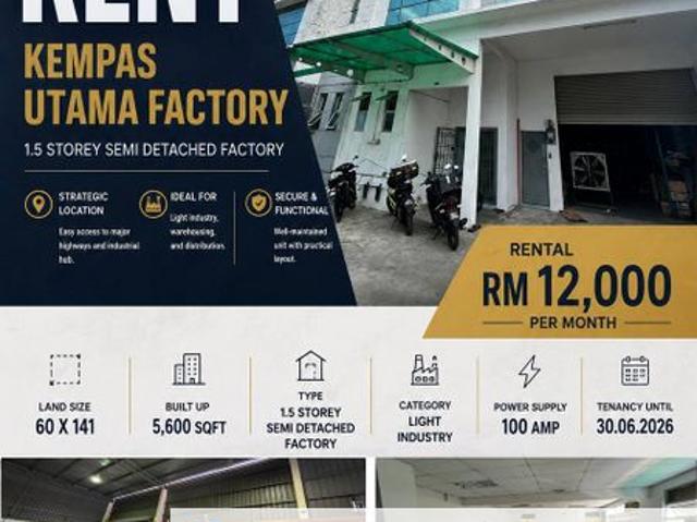 Warehouse for rent in Johore Bahru, Johor