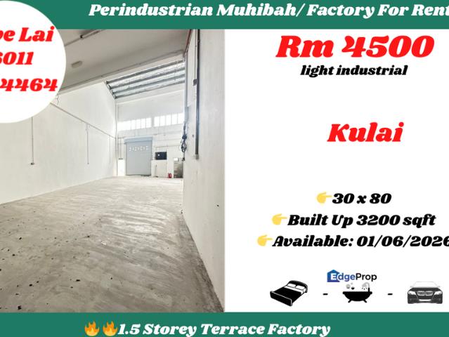 Warehouse for rent in Kulai, Johor