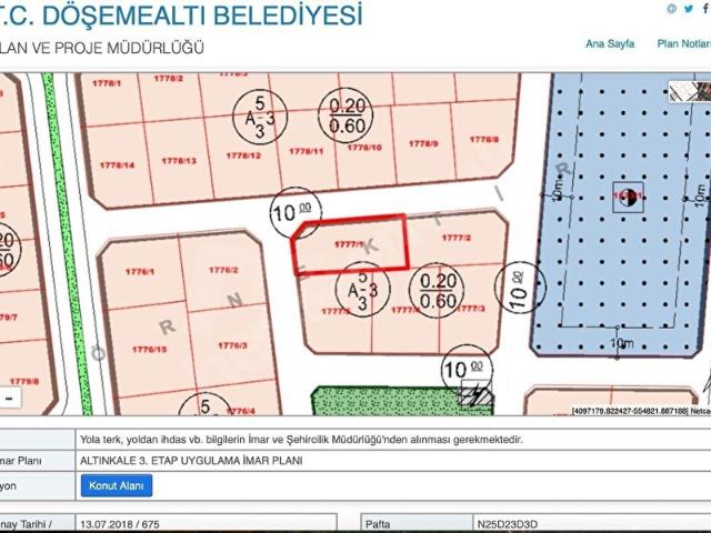 Döşemealti, Antalya içerisinde satılık Arsa