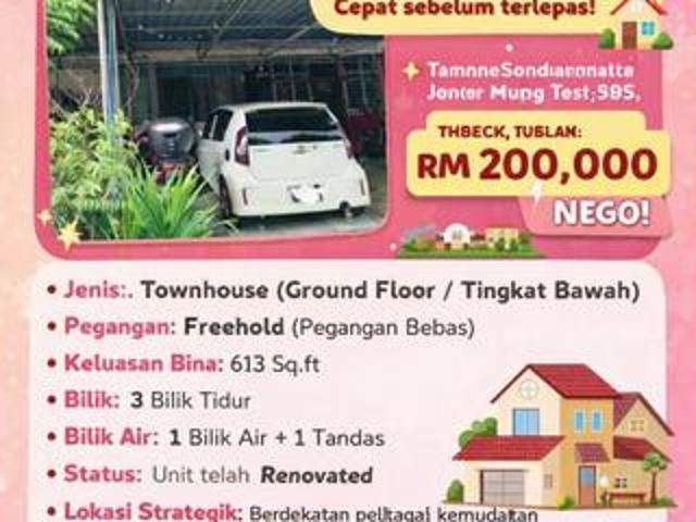 Townhouse for sale in Wellesley, Penang