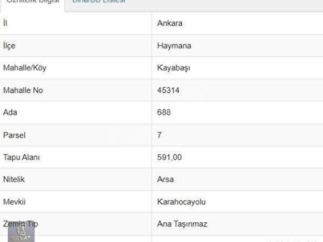 Seyran Mahallesi, Haymana içerisinde satılık Arsa