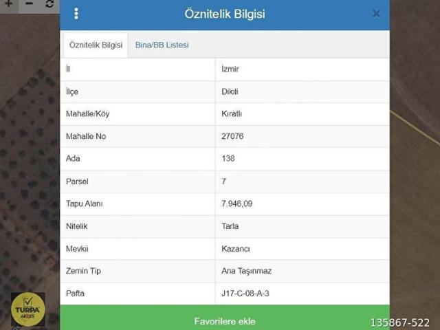 Dikili, İzmir içerisinde satılık Arsa