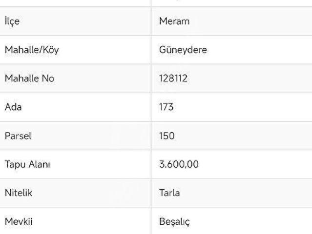 Meram, Konya içerisinde satılık Arsa