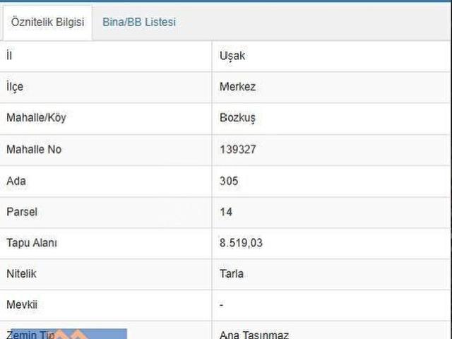 Bozkuş, Uşak Merkez içerisinde satılık Arsa