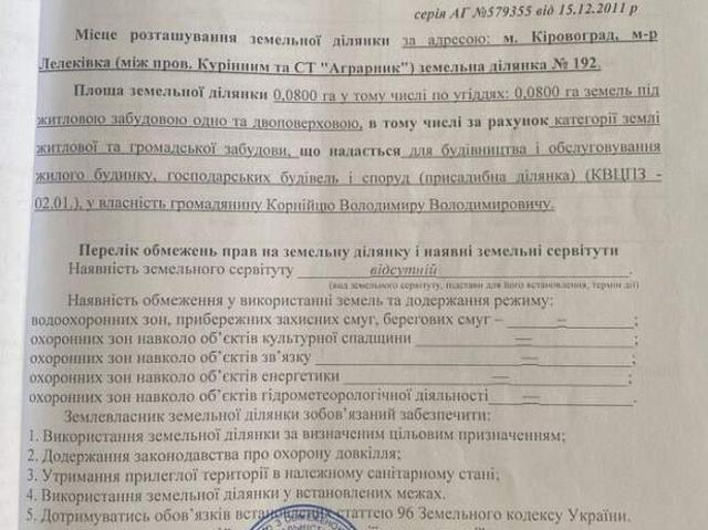 Участок продажа в Кропивницком