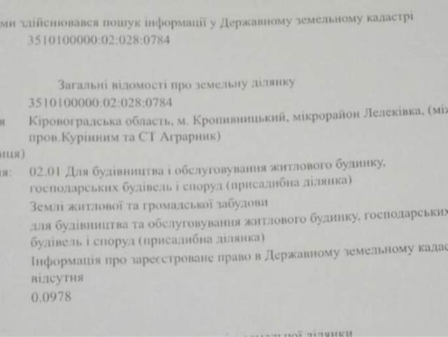 Участок продажа в Кропивницком
