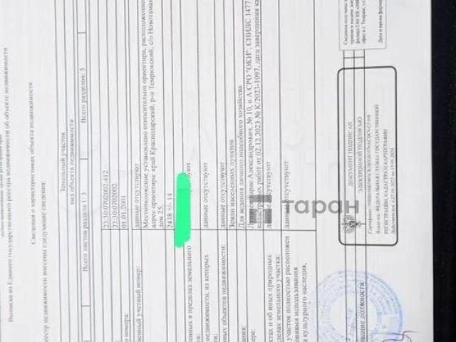 Участок продажа в Краснодарский Край