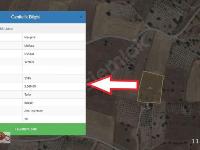 Uçhisar Beldesi, Nevşehir Merkez içerisinde satılık Arsa