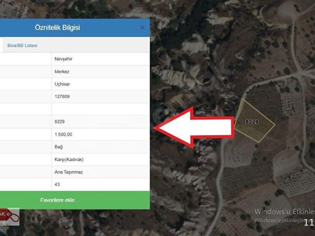 Uçhisar Beldesi, Nevşehir Merkez içerisinde satılık Arsa