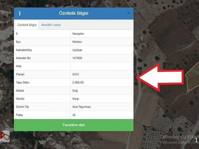 Uçhisar Beldesi, Nevşehir Merkez içerisinde satılık Arsa