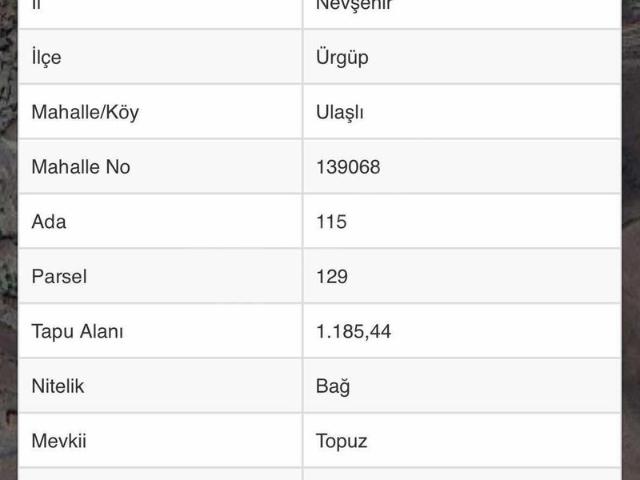Ulaşlı Köyü, Ürgüp içerisinde satılık mülk