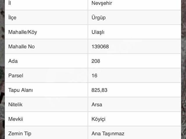 Ulaşlı Köyü, Ürgüp içerisinde satılık Arsa