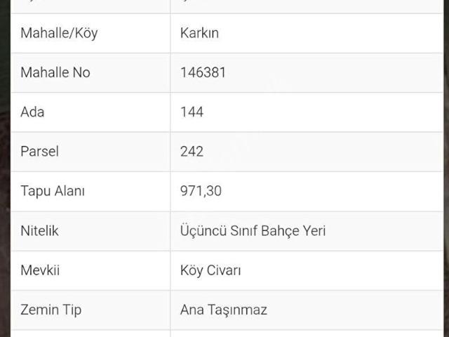 Karkın, Çumra içerisinde satılık mülk