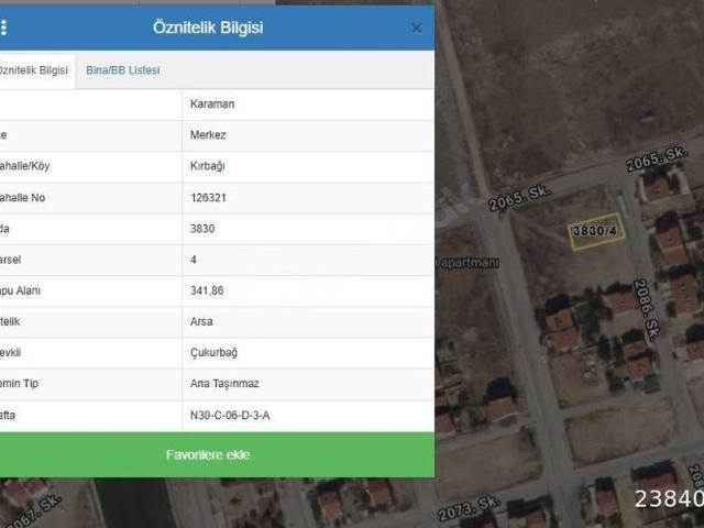 Başakşehir, Karaman Merkez içerisinde satılık Arsa