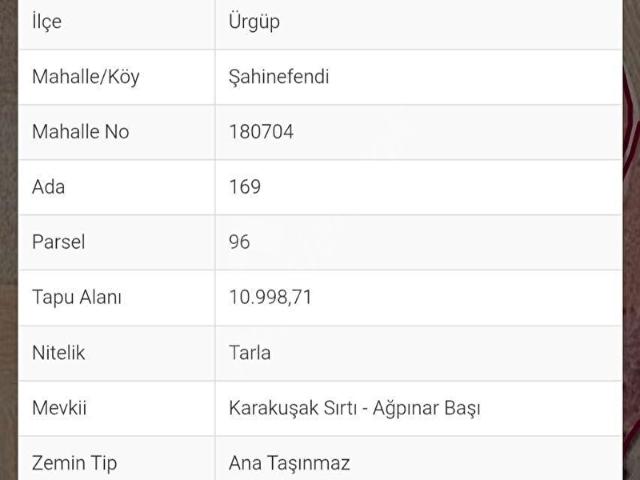 Ürgüp, Nevşehir içerisinde satılık Arsa