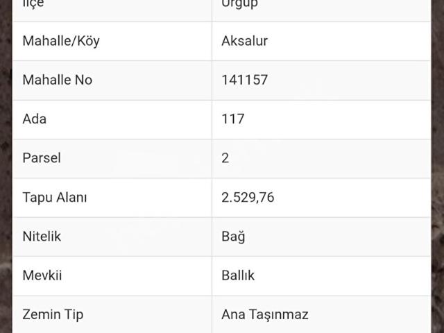 Ürgüp, Nevşehir içerisinde satılık Arsa
