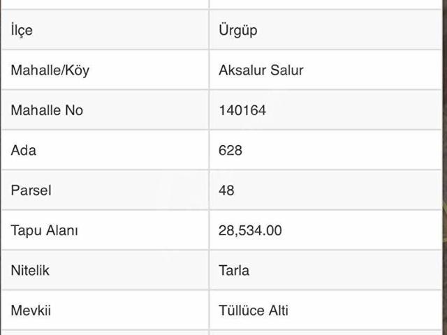 Ürgüp, Nevşehir içerisinde satılık Arsa