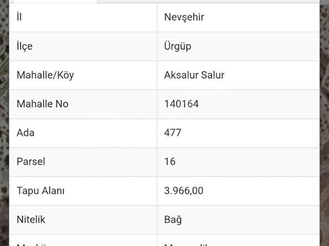 Ürgüp, Nevşehir içerisinde satılık Arsa