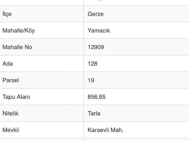 Yamacık, Gerze içerisinde satılık Arsa