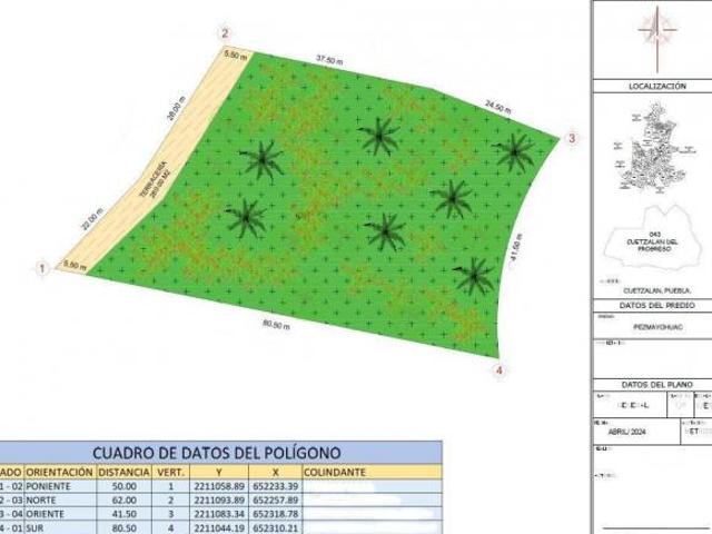 Venta de Terreno, Barrio los Manantiales, Col. Xocoyolo, Cuetzalan del Progreso