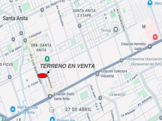 VENTA DE TERRENO DE 230M2 EN SANTA ANITA – HASTA 7 PISOS