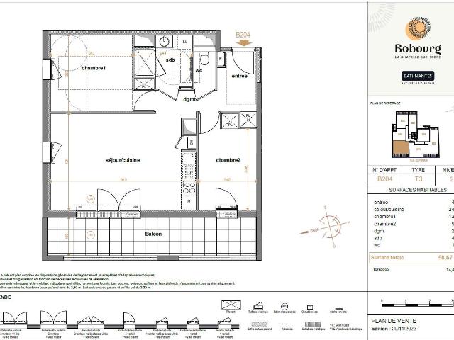 Appartement vente à Nantes, La Chapelle-sur-erdre