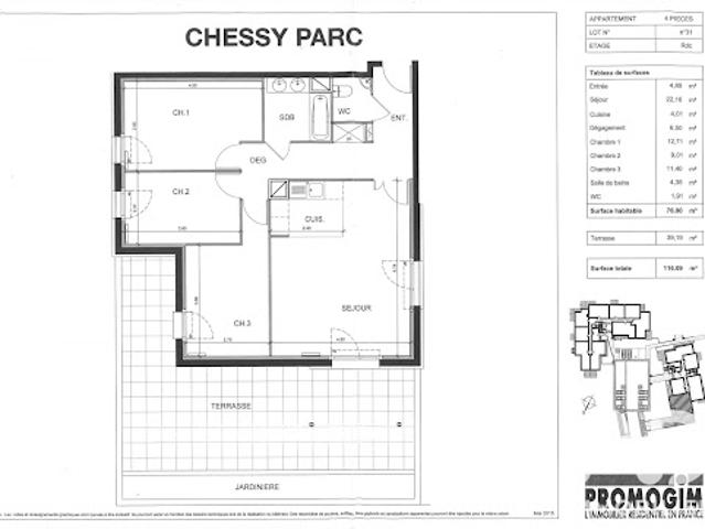 Appartement vente à Torcy, Chessy