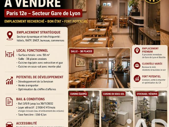 Local Commercial vente à Paris, Île-de-France