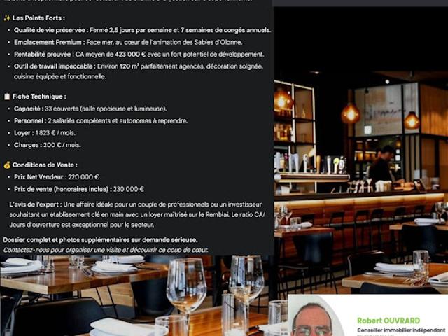Local Commercial vente à Les Sables-d'Olonne, Château-d'olonne