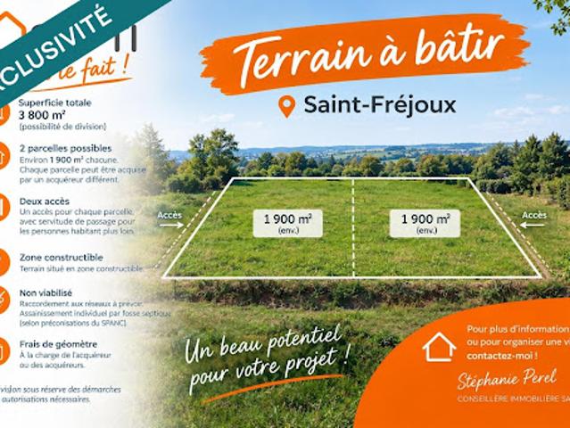 Terrain vente à La Croix Lauradour, Saint-Fréjoux