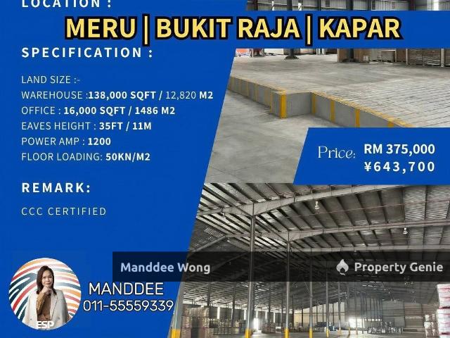 Warehouse for sale in Port Klang, Selangor