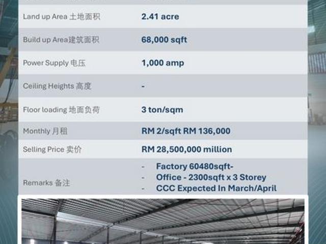 Warehouse for sale in Port Klang, Selangor