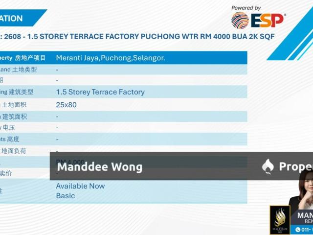 Warehouse for rent in Tanjong Sepat, Selangor