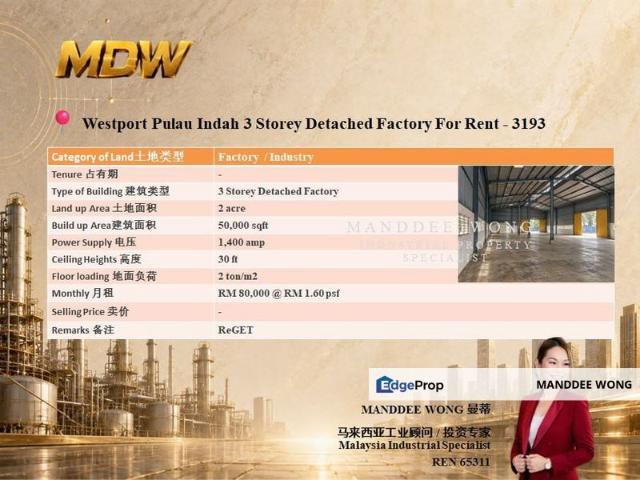 Warehouse for rent in Port Klang, Selangor