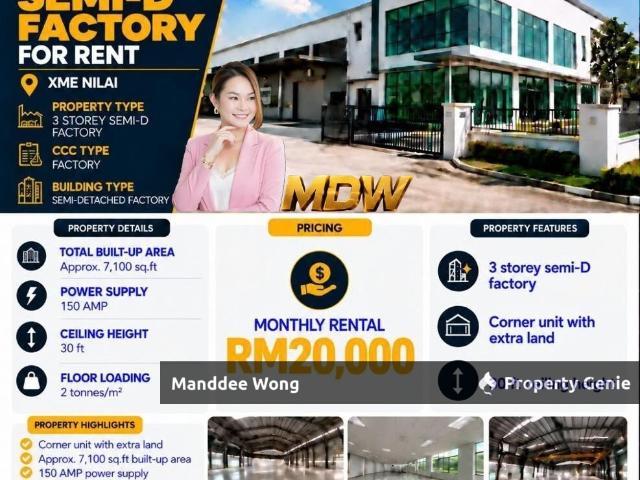 Warehouse for rent in Nilai Impian, Nilai