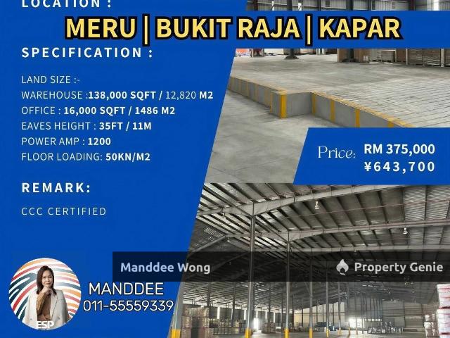 Warehouse for sale in Port Klang, Selangor