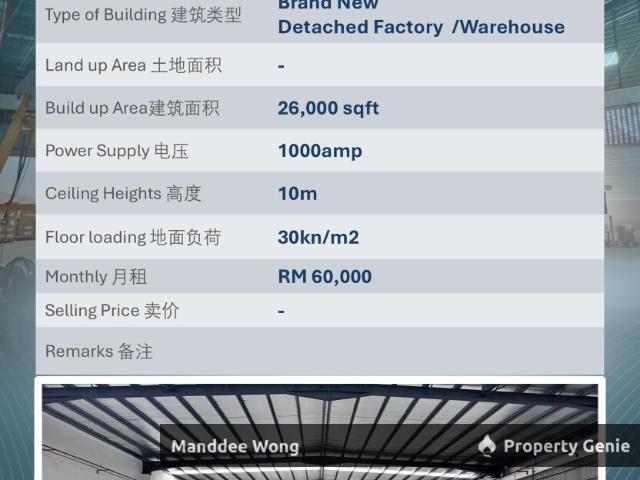 Warehouse for rent in Jenjarom, Selangor