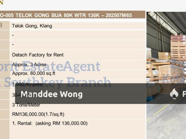 Warehouse for rent in Port Klang, Selangor
