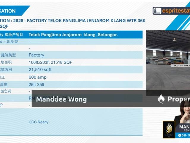 Warehouse for rent in Jenjarom, Selangor