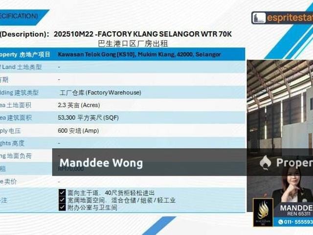 Warehouse for rent in Port Klang, Selangor