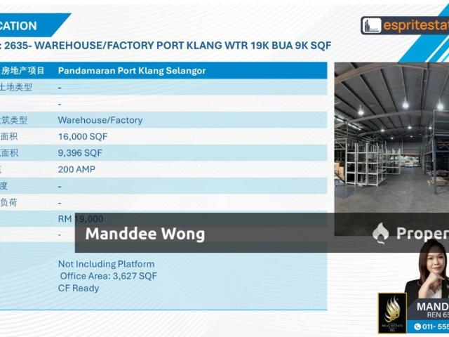 Warehouse for rent in Port Klang, Selangor