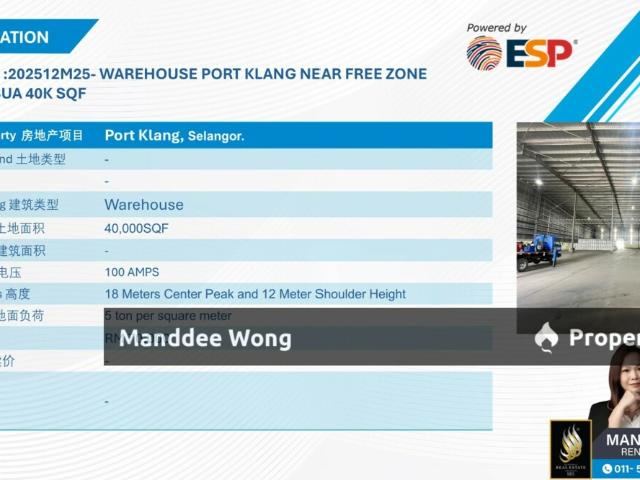 Warehouse for sale in Port Klang, Selangor