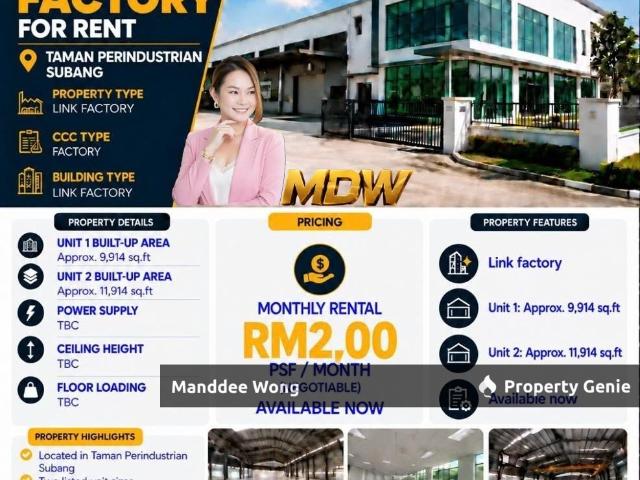 Warehouse for rent in USJ 1, Majlis Bandaraya Subang Jaya