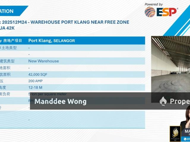 Warehouse for sale in Port Klang, Selangor