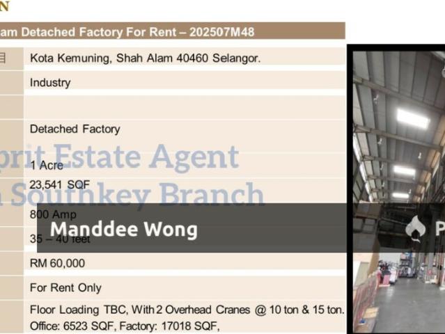 Warehouse for sale in Tanjong Sepat, Selangor